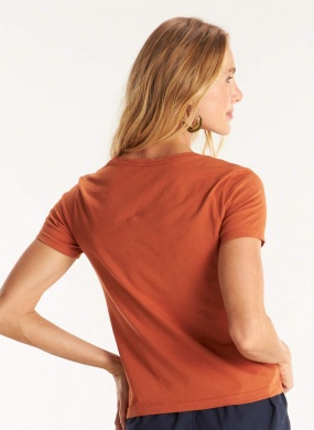 T-shirt Terracota Algod�o B�sica Cant�o - Foto 2