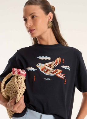 T-shirt Algod�o Bordada Cant�o - Foto 1