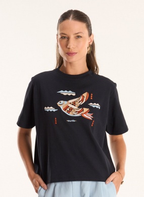 T-shirt Algod�o Bordada Cant�o - Foto 3