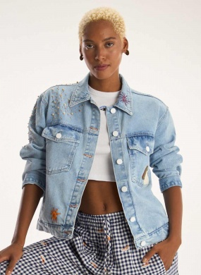 Jaqueta Jeans Bordada Fenix Cant�o  - Foto 1