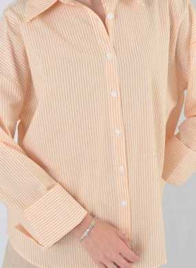 Camisa Listrada Alongada Laranja Flor de Lis - Foto 2