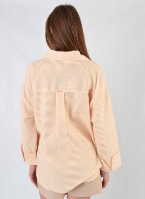 Camisa Listrada Alongada Laranja Flor de Lis - Foto 4