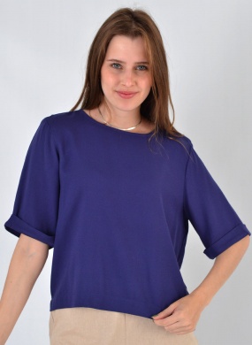 Blusa Marinho Viscose Flor de Lis - Foto 1
