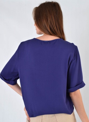 Blusa Marinho Viscose Flor de Lis - Foto 3