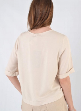 Blusa Bege Viscose Flor de Lis - Foto 3