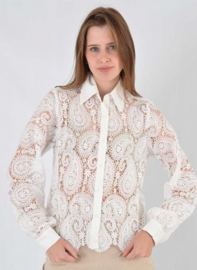 Camisa Guipir Off White Innocence - Foto 1