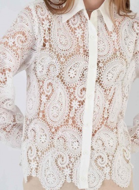 Camisa Guipir Off White Innocence - Foto 2