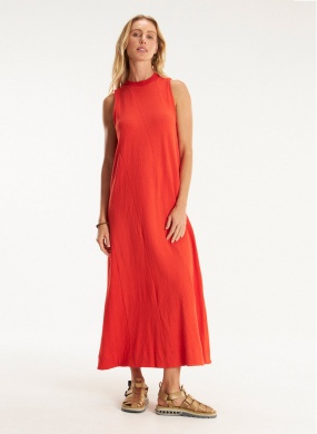 Vestido Vermelho Recortes Malha Cant�o - Foto 4