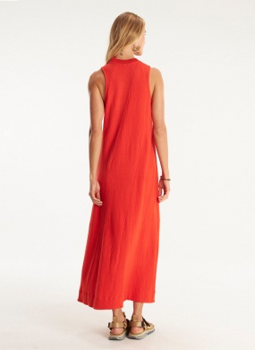 Vestido Vermelho Recortes Malha Cant�o - Foto 5