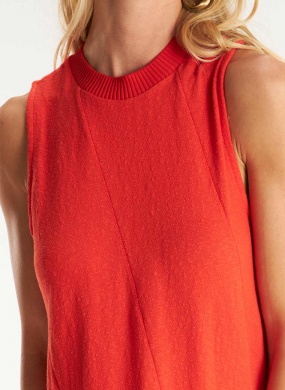 Vestido Vermelho Recortes Malha Cant�o - Foto 6