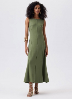 Vestido Solto Malha Verde Flor de Lis  - Foto 1