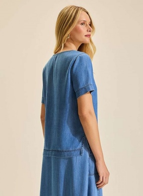 Blusa Azul Bordado Stroke  - Foto 3