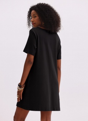 Vestido Solto Curto Preto Flor de Lis - Foto 2