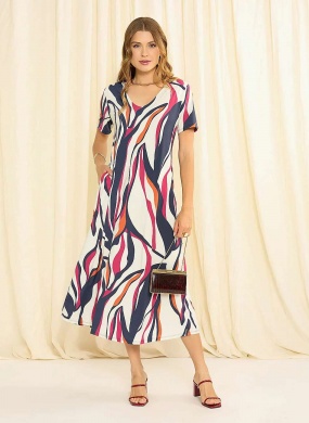 Vestido Cof Cof Fluity Midi Estampa Rivera - Foto 1