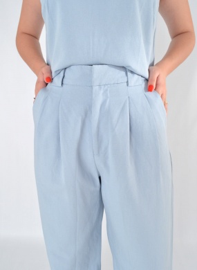 Blusa Regata Azul Linho Relica Cant�o  - Foto 5