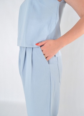Blusa Regata Azul Linho Relica Cant�o  - Foto 6
