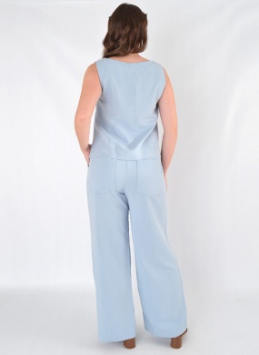 Blusa Regata Azul Linho Relica Cant�o  - Foto 7