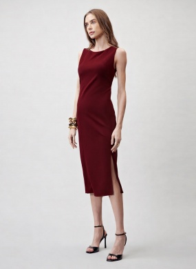 Vestido Justo Veremelho Bordo Flor de Lis - Foto 4