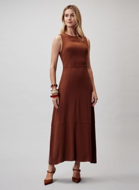 Vestido Marrom Caf� Flor de Lis - Foto 1