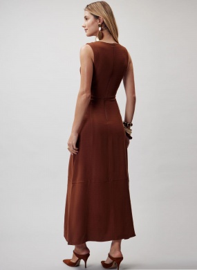 Vestido Marrom Caf� Flor de Lis - Foto 3