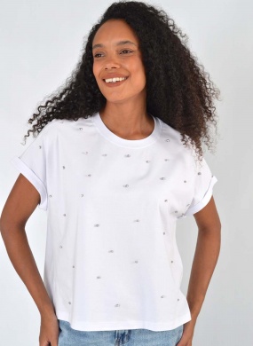 Blusa Com Strass Branco Prima Donna By La Qualite - Foto 1