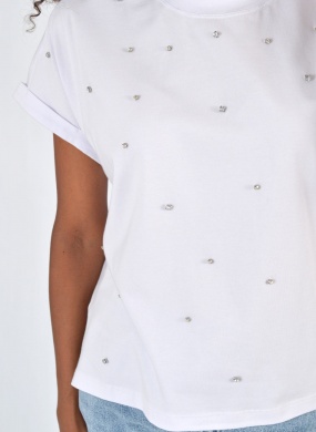 Blusa Com Strass Branco Prima Donna By La Qualite - Foto 2