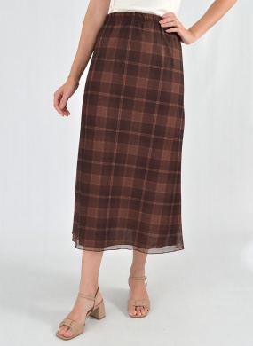 Saia de Tule Xadrez Marrom Prima Donna By La Qualite - Foto 2