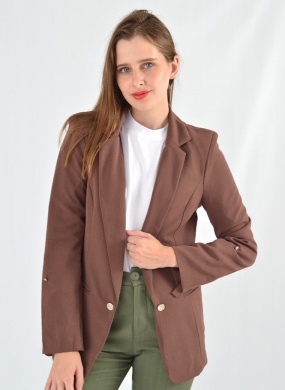Blazer Sem Fechamento Donna Ritz Cor Marrom - Foto 1