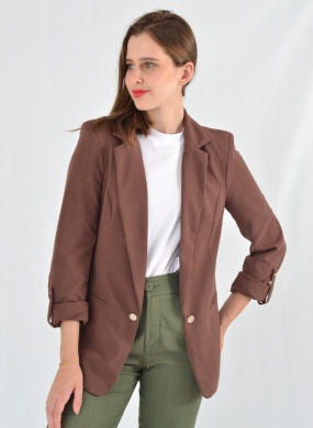 Blazer Sem Fechamento Donna Ritz Cor Marrom - Foto 4