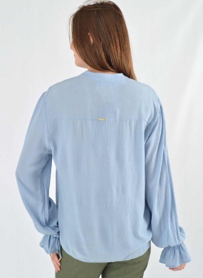 Camisa Crepe de Viscose Azul Flor de Lis - Foto 4
