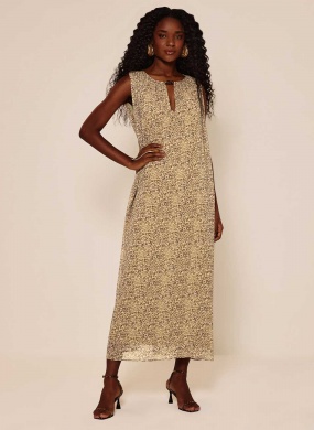 Vestido Crepe Ch� Estampado Recorte Lez a Lez - Foto 1