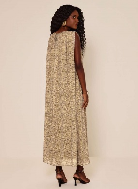 Vestido Crepe Ch� Estampado Recorte Lez a Lez - Foto 3