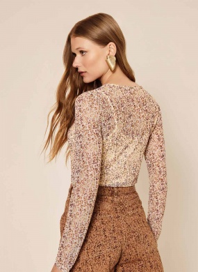 Blusa Bege Animal Print Tule Lez a Lez - Foto 2