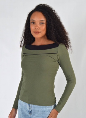 Blusa Bicolor Viscose Canelada Verde Gatos e Atos  - Foto 2