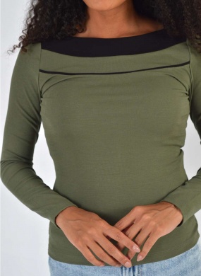 Blusa Bicolor Viscose Canelada Verde Gatos e Atos  - Foto 3