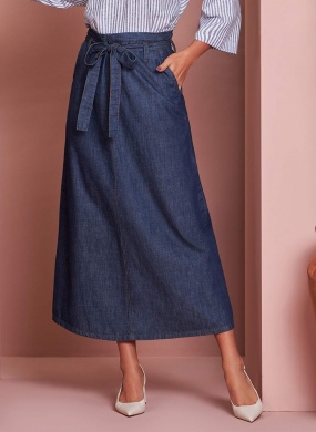 Saia Midi Jeans Gatos e Atos  - Foto 1