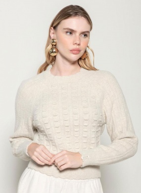 Blusa Bege Com Ponto 3D Biamar - Foto 1