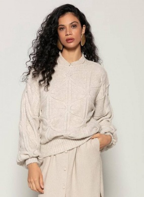 Blusa Bege Mangas Bufantes Biamar - Foto 1