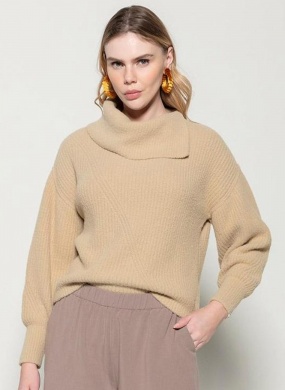 Blusa Canelada Fio Pluma Com Gola Aasim�trica Biamar - Foto 1