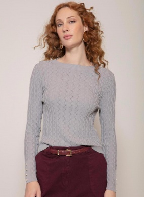 Blusa Cinza Aplica��o P�rola Biamar - Foto 1