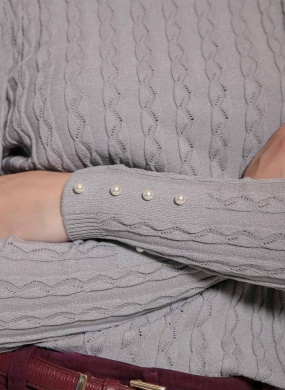 Blusa Cinza Aplica��o P�rola Biamar - Foto 2