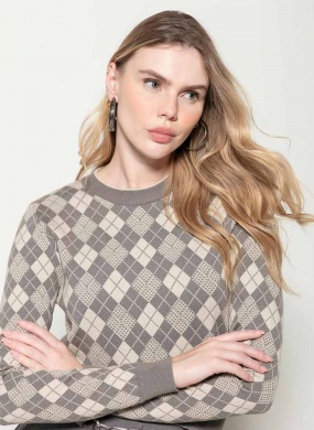 Blusa Cinza Xadrez Biamar - Foto 1