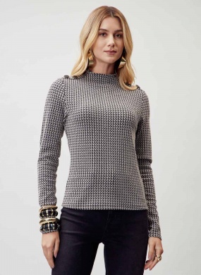 Blusa Multicor Preto e Bege Flor de Lis - Foto 1