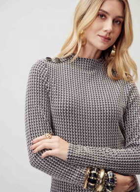 Blusa Multicor Preto e Bege Flor de Lis - Foto 3