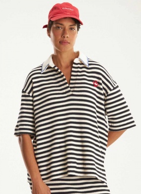 Blusa Polo Listras Bordadas Cant�o - Foto 1
