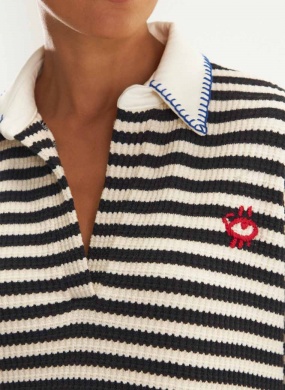 Blusa Polo Listras Bordadas Cant�o - Foto 3