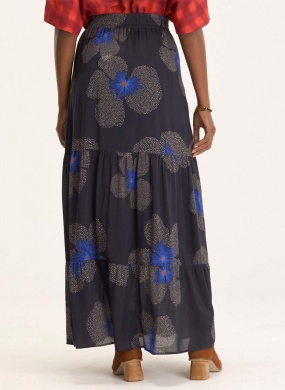 Saia Marinho Estampada Floral Yaya Cant�o - Foto 2