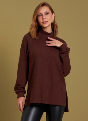 Blusa Malha Trico Gatos e Atos Marrom - Foto 1