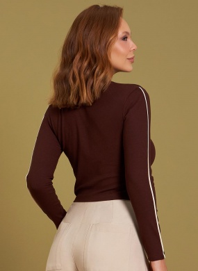 Blusa Marrom Cropped Canelada Gatos e Atos  - Foto 2