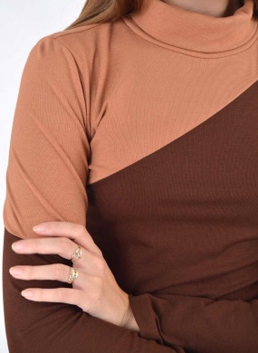 Blusa Viscose Canelada Bicolor Marrom Gatos e Atos  - Foto 3